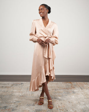 Zimmermann Silk Wrap Midi Dress Crème Crme